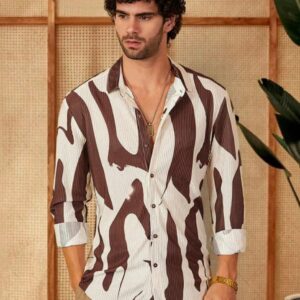 Men Regular Fit Printed Button Down Collar Casual Shirt